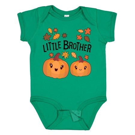 

Inktastic Little Brother Pumpkins with Fall Leaves Boys Baby Bodysuit