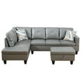 thumbnail image 4 of Sectional Couch, L Shaped Couch with Storage Ottoman, Leather Sofas for Living Room Apartment, Modern 3 Piece Sofa Set, Left Chaise, Dark Grey, 4 of 5