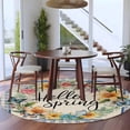 thumbnail image 3 of Round Rugs 6 Ft, Hello Spring Non Slip Area Rugs for Kitchen Bedroom Entryway, Farmhouse Floral Eucalyptus Wood Plaid Burlap Washable Carpet Runner Rug Floor Mats for Bedroom Home Decor, 3 of 8
