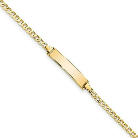 Primal Gold 10 Karat Yellow Gold Flat Curb Link ID Bracelet