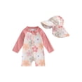 thumbnail image 1 of SUNSIOM Infant Girls Swimsuit One-Piece Long Sleeve Rash Guard Zip Up Bathing Suits with Hat Beach Wear, 1 of 9