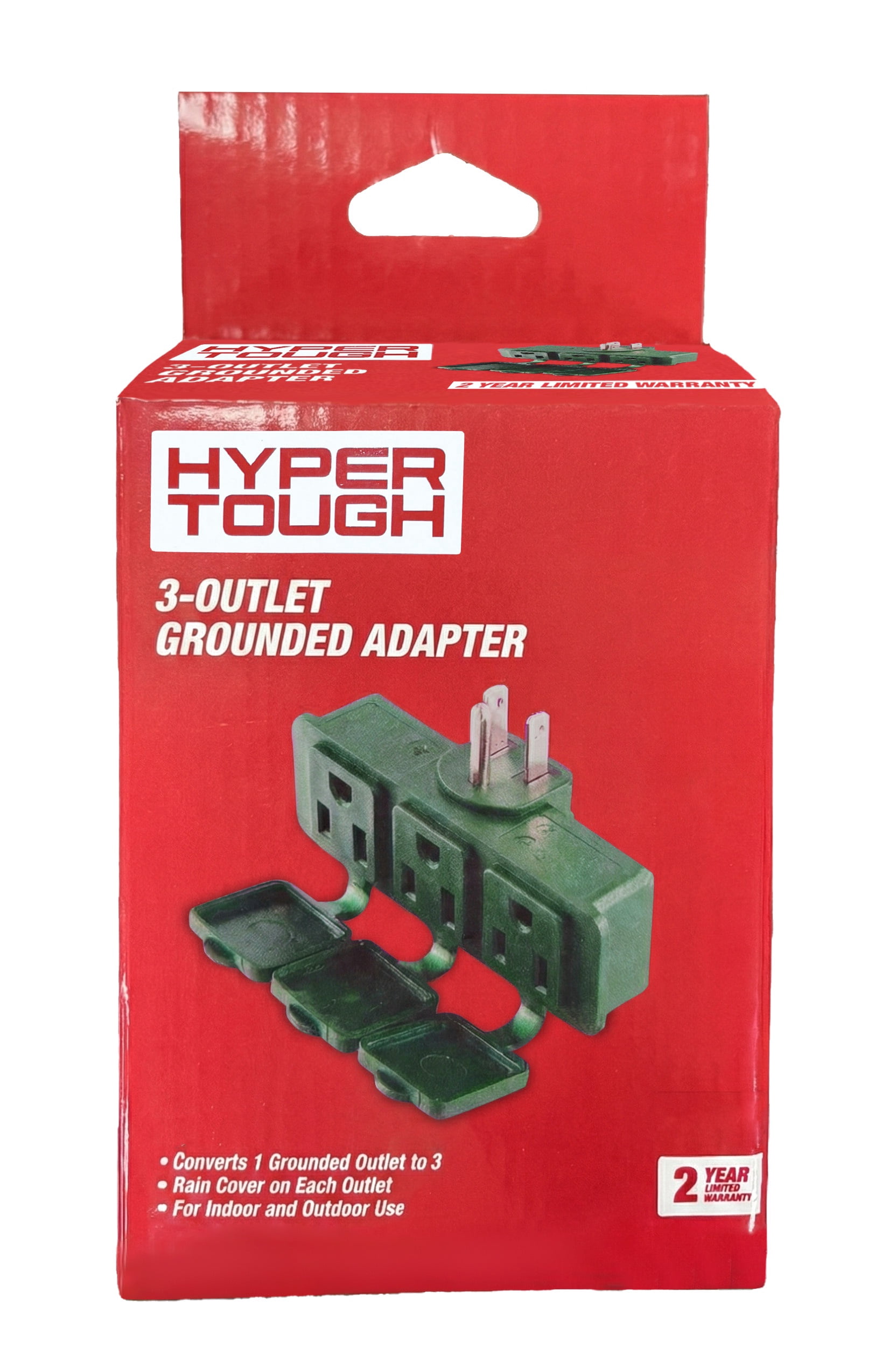 Hyper Tough Indoor/Outdoor 3 Grounded Outlet Adapter - Green