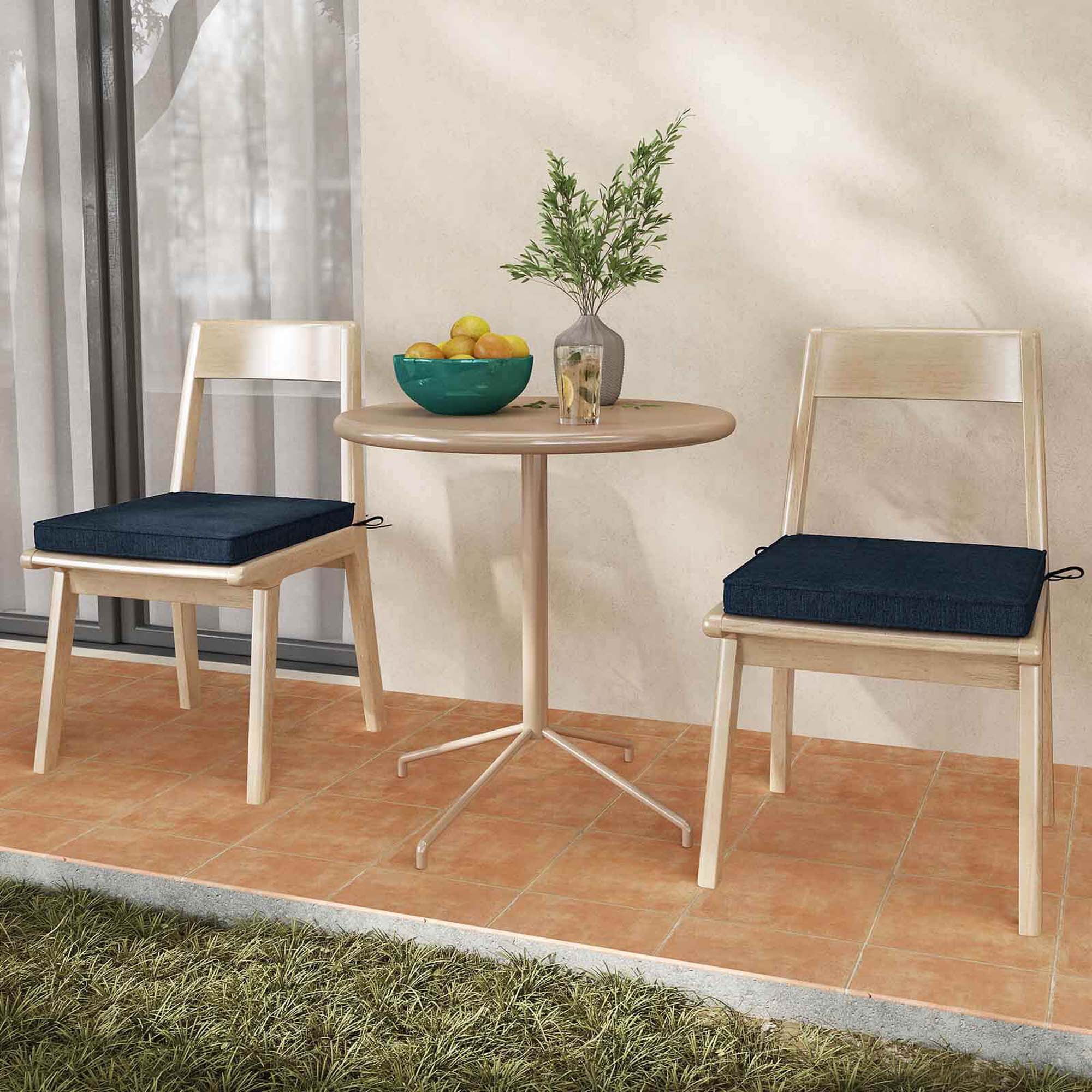 Costway Outdoor Chair Cushion Set of 2 Waterproof Fade-Resistant Olefin Seat Cushions Navy