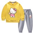 thumbnail image 3 of Traje de pantalón cálido de manga larga para niños de Hello Kitty, suéter acolchado de terciopelo para niños y niñas + traje de dos piezas con pantalones informales, 3 of 5
