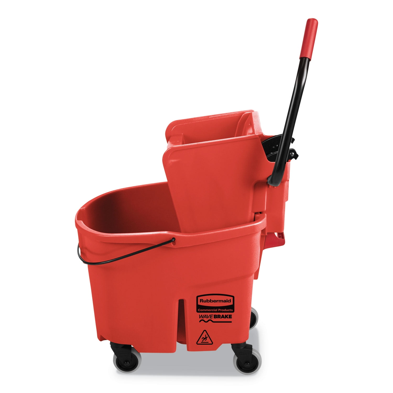 Rubbermaid Wavebrake 2.0 Bucket/wringer Combos, Side-press, 35 Qt, Plastic, Red