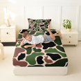 thumbnail image 4 of Manfei Woodland Wolves Twin Sheets,Cartoon Bear Bedding,Red Green,3 Pieces,1 Fitted Sheet and 1 Pillowcase, 4 of 6