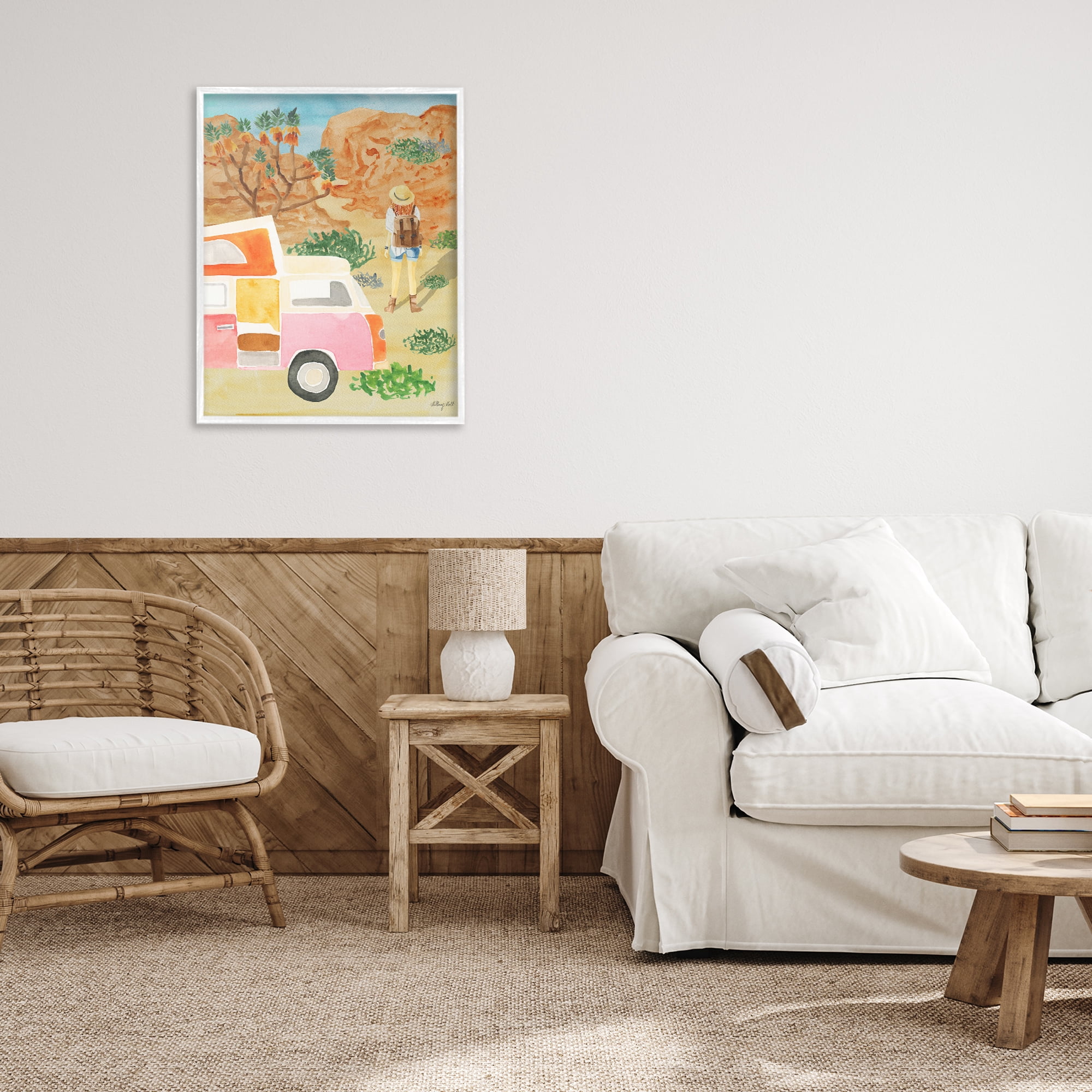 Stupell Industries Mojave Desert Road Trip White Framed Giclee Art, design by Hillary Holt
