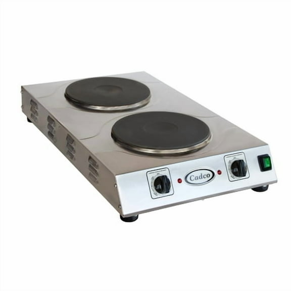 Cadco CDR-3K 15" Electric Portable Hot Plate with 2 Burners and Infinite Controls, Stainless Steel, 220v/1ph, 28 lbs , For Commercial Use
