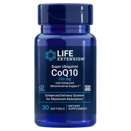Life Extension Super Ubiquinol CoQ10 with Enhanced Mitochondrial Support™, 200 mg - For Heart Health & Anti-Aging, Cholesterol & Energy Management Supplement - Gluten-Free, Non-GMO - 30 Softgels