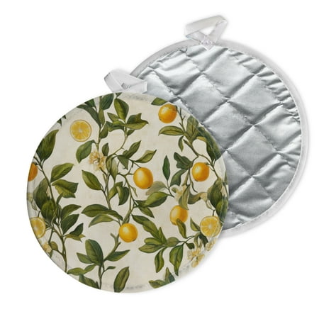 

2 PCS Pot Holders for Kitchen Potholders Sets with Hook for Oven Cooking Baking Lush Lemon And Greenery Pattern
