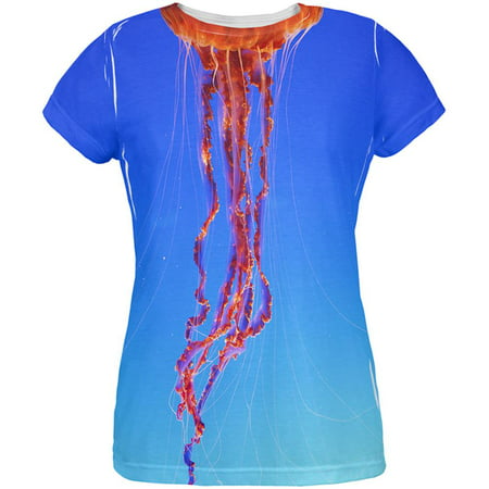 Halloween Orange Nettle Jellyfish Costume All Over Womens T Shirt Multi LG
