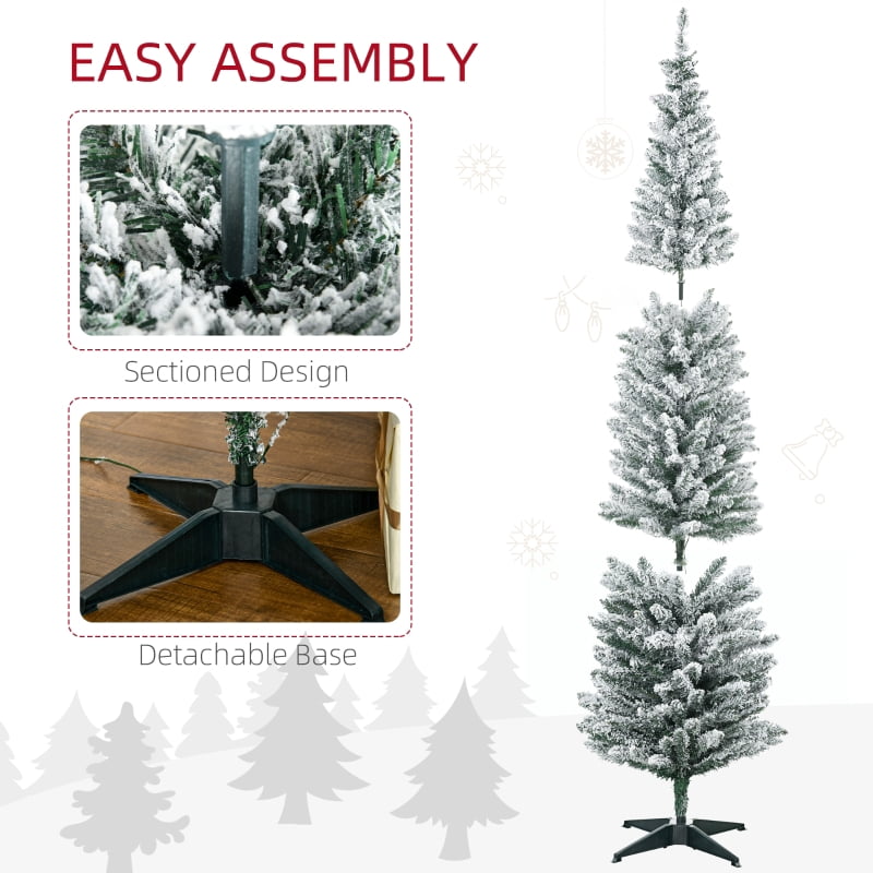 Alvantor Christmas Tree Pre-Lit Pencil with Warm White LED Lights 21.75"x21.75"x84" 7ft Green