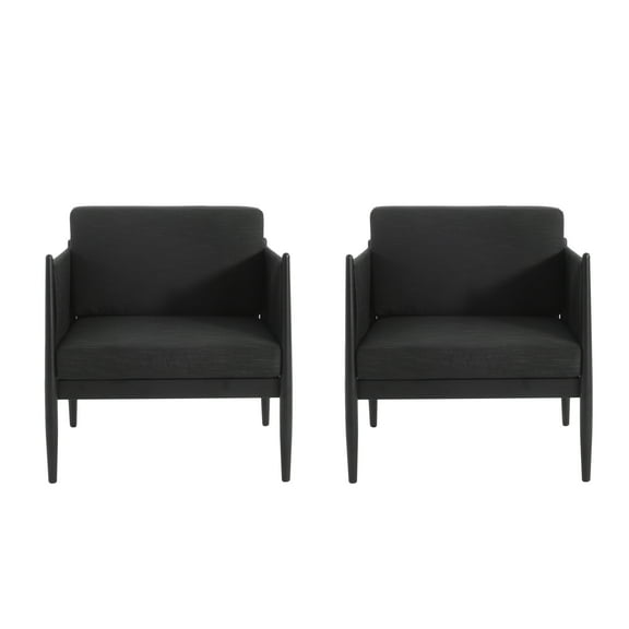 GDF Studio Aluminum and Fabric Club Chair with Cushions, Set of 2, Black