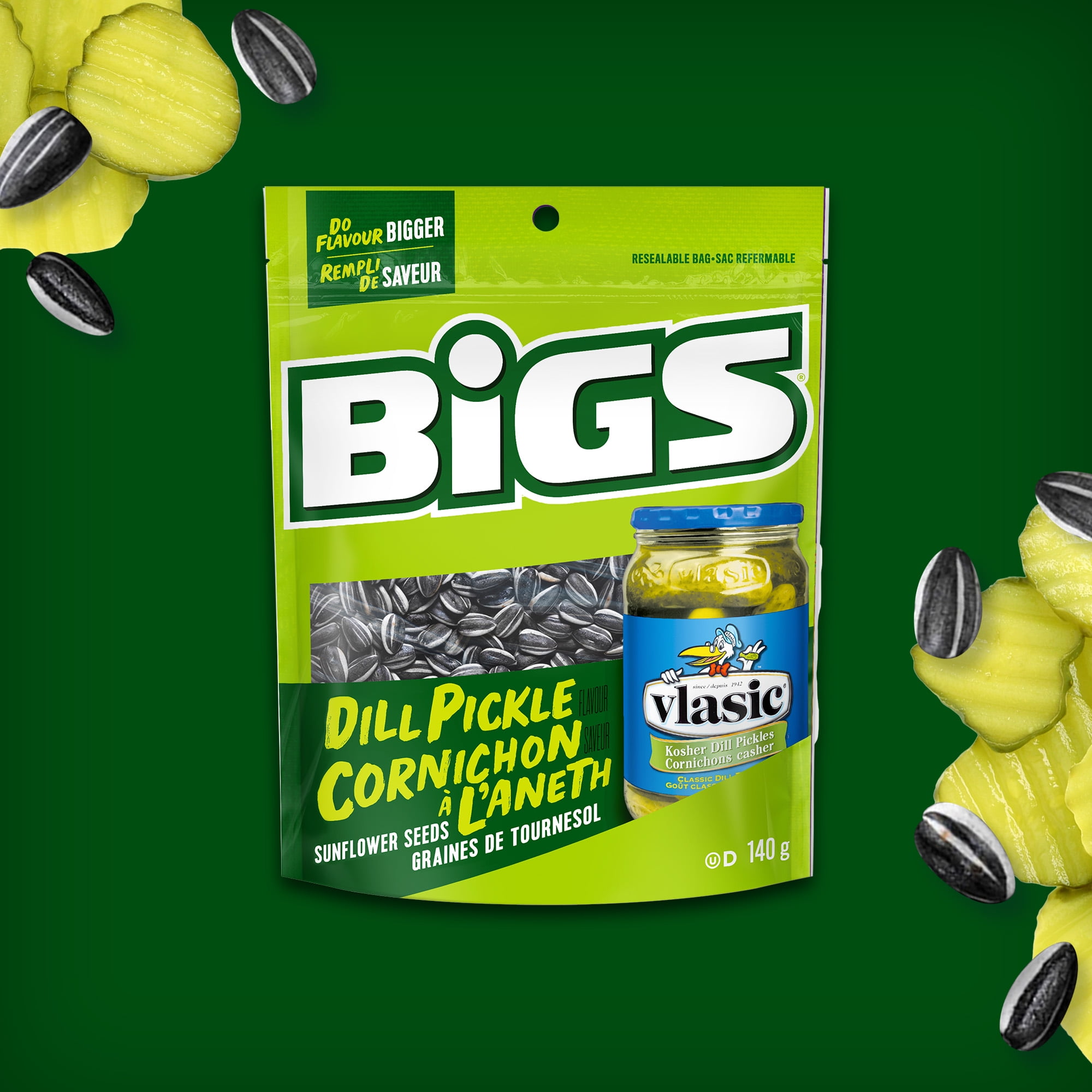 BiGS VLASIC Dill Pickle Flavour Sunflower Seeds - High in Fibre