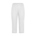 thumbnail image 4 of Olyvenn Fashion Capri Leggings for Women Summer Rhinestone Dressy Cropped High Waist Yoga Pants Workout Pants Compression Leggings White XXXL, 4 of 6