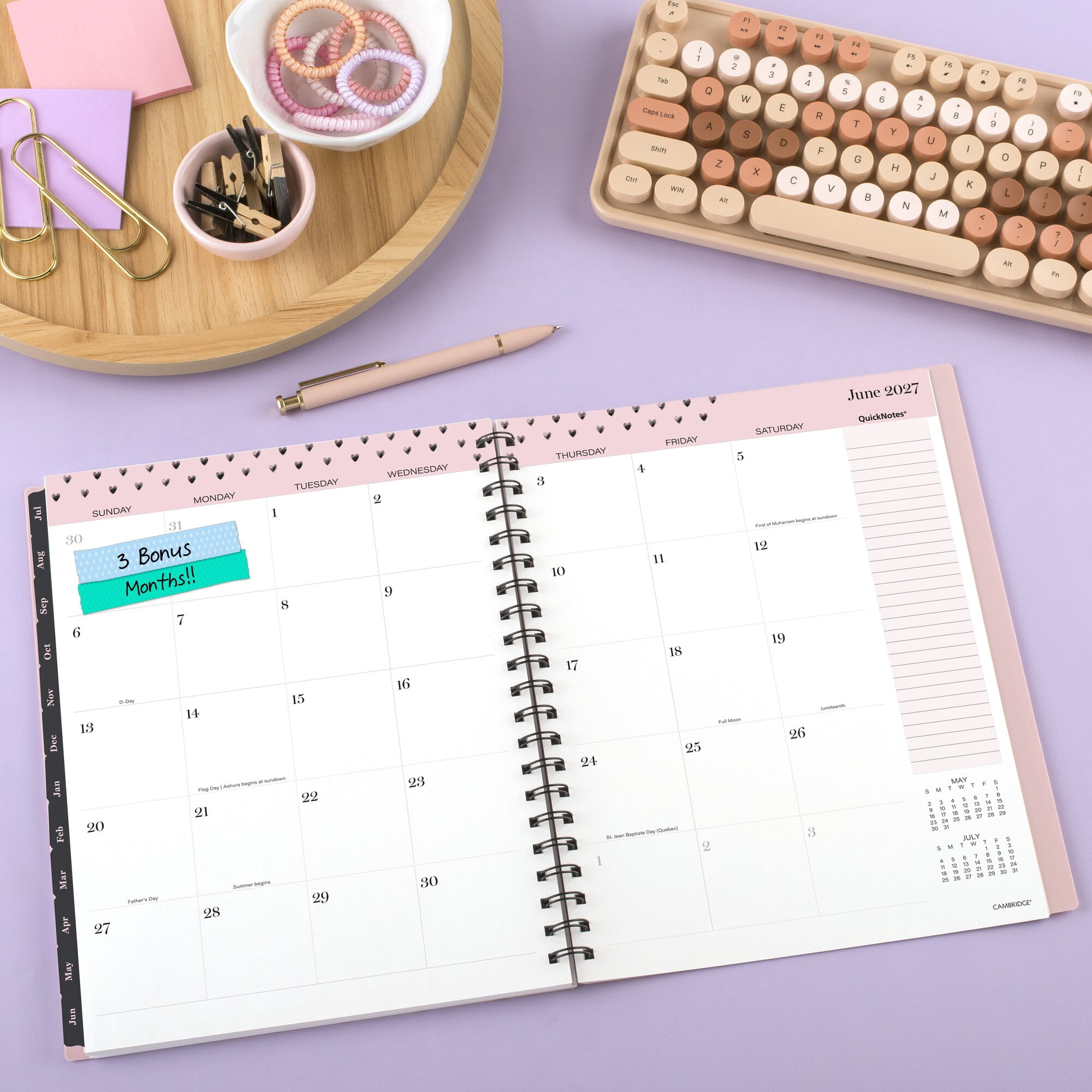 Mead Cambridge Cherish Academic 2026-2027 Weekly Monthly Planner Large 8 12 x 11