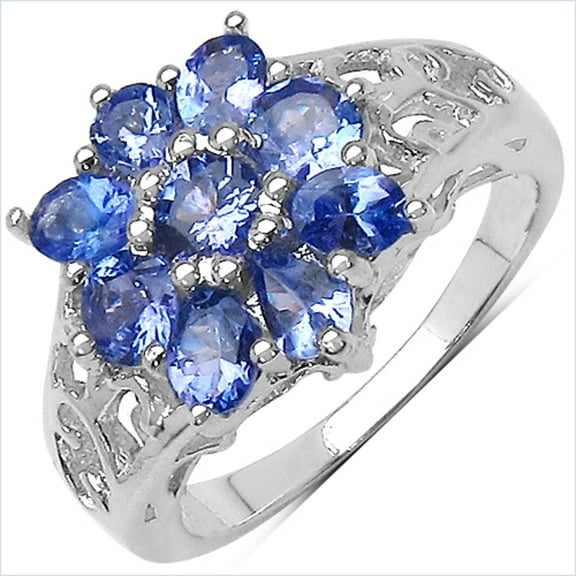 Genuine Round Tanzanite Ring in Sterling Silver - Size 7.00