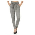 thumbnail image 2 of Women's High Waisted Pants Plaid Paper Bag Waist Side Pockets Waist Tie Bottoms, Grey 01, S, 2 of 4