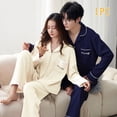 thumbnail image 5 of Spring and Autumn Long-sleeved Korean Cardigan Cotton Sleepwear Two-piece Set Casual V-neck Couples Pajamas Women Pajama Man, 5 of 7