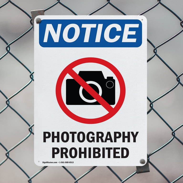 2 Pack) Photography Prohibited OSHA Notice Sign 18 Inch X 24 Inch