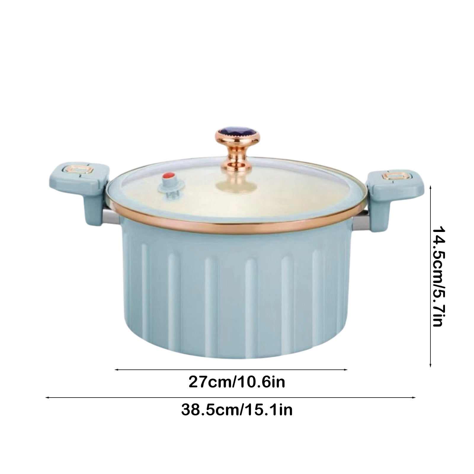 Non-stick Enamel Micro Pressure Cooker, Micro Pressure Cooker Large Capacity Enamel Small Pressure Cooker with Visible Lid Handle & Safety Valve Quick Decompression Non-Stick Stew Pot(Blue)