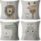 thumbnail image 1 of Fundas de almohada con dibujos de animales, juego de 4 fundas de almohada para niños, funda de cojín de algodón (hipopótamo, jirafa, león, cocodrilo) oso de fresa Electrónica, 1 of 5
