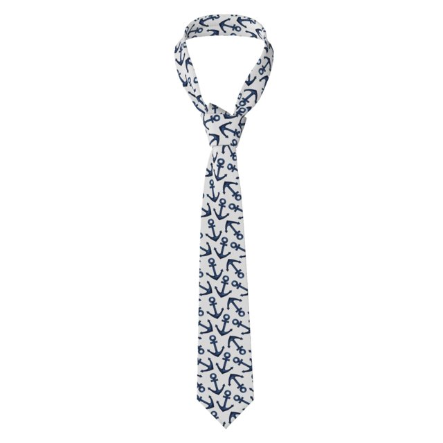 Fotbe Navy Blue Anchors Corbata Clásica para Hombre con Estampado – Corbata de Seda Jacquard Tejida, para Negocios, Bodas y Eventos Formales