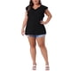 thumbnail image 2 of Blusa casual de verano con cuello en V y mangas con volantes para mujeres de talla grande Agnes Orinda 3X negra, 2 of 6
