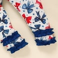 thumbnail image 6 of ZEHJUHAN Baby Girl Independence Day Summer Outfit Ruffled Top & Bow-Print Leggings Set Patriotic Toddler Clothing Blue，18-24M, 6 of 7