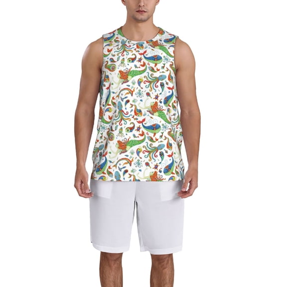 Honeii Sea Animals 1 print basktball shirt for men and women, Unisex basketball jersey for Theme party-Small
