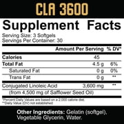 5% Nutrition Core CLA Metabolism & Muscle Preservation Supplement, 3600mg of Conjugated Linoleic Acid from 4500mg of Safflower Oil - 90 Softgels