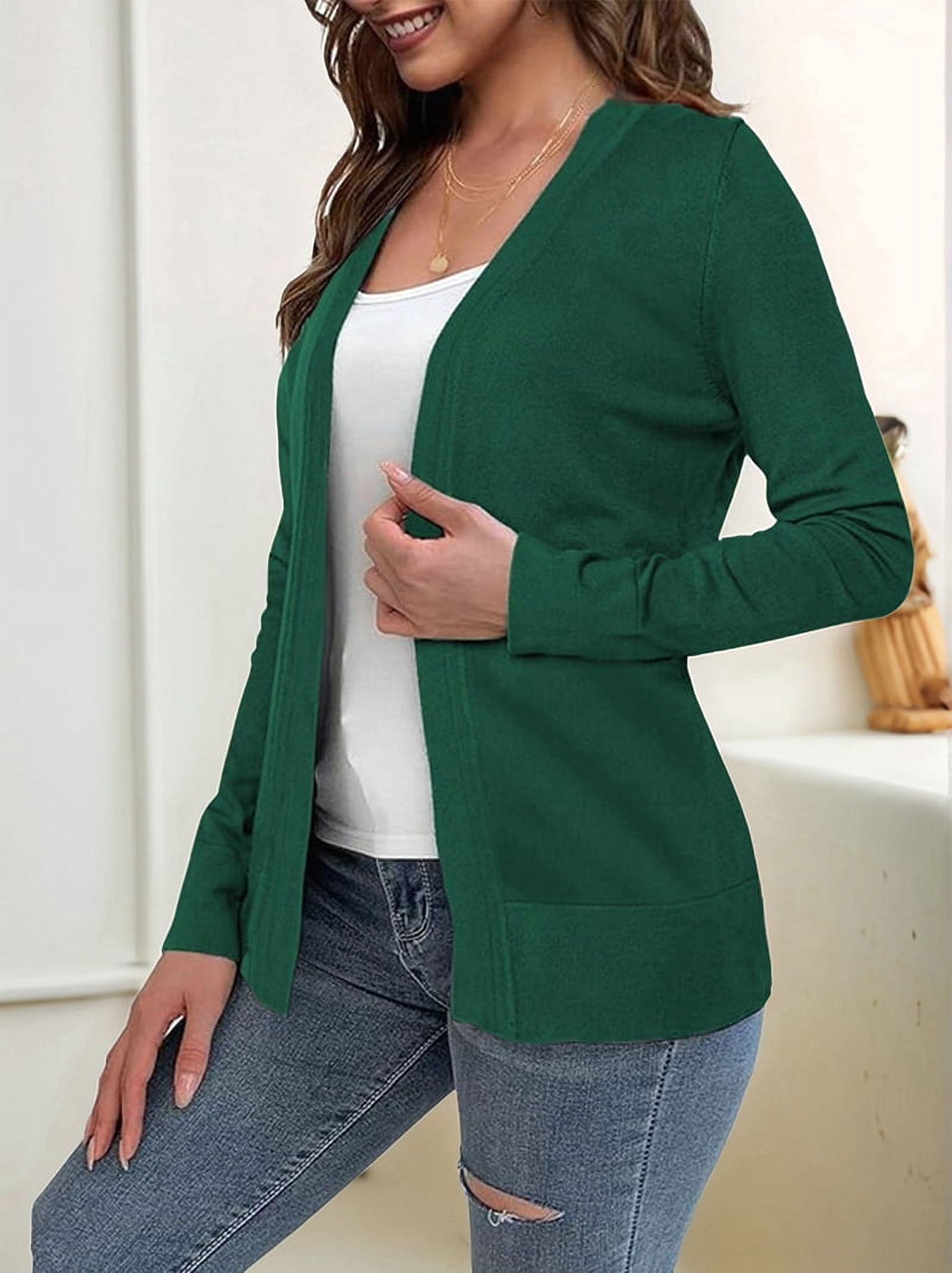 Women'S Open-Front Cardigan Sweater(Available in Plus Size) Green