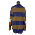 thumbnail image 5 of Womens Oversized Sweaters Fall Half Zipper Turtleneck Sweater Loose Striped Long Sleeve Pullover Knitted Sweatshirt (Brown L), 5 of 5