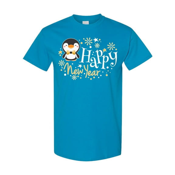 Inktastic Happy New Year with Cute Penguin T-Shirt