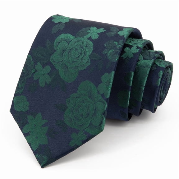 Yongchuantie Fashion Blue Green Flower Pattern Men's Tie Formal Business 8CM Wide Tie Gift Box