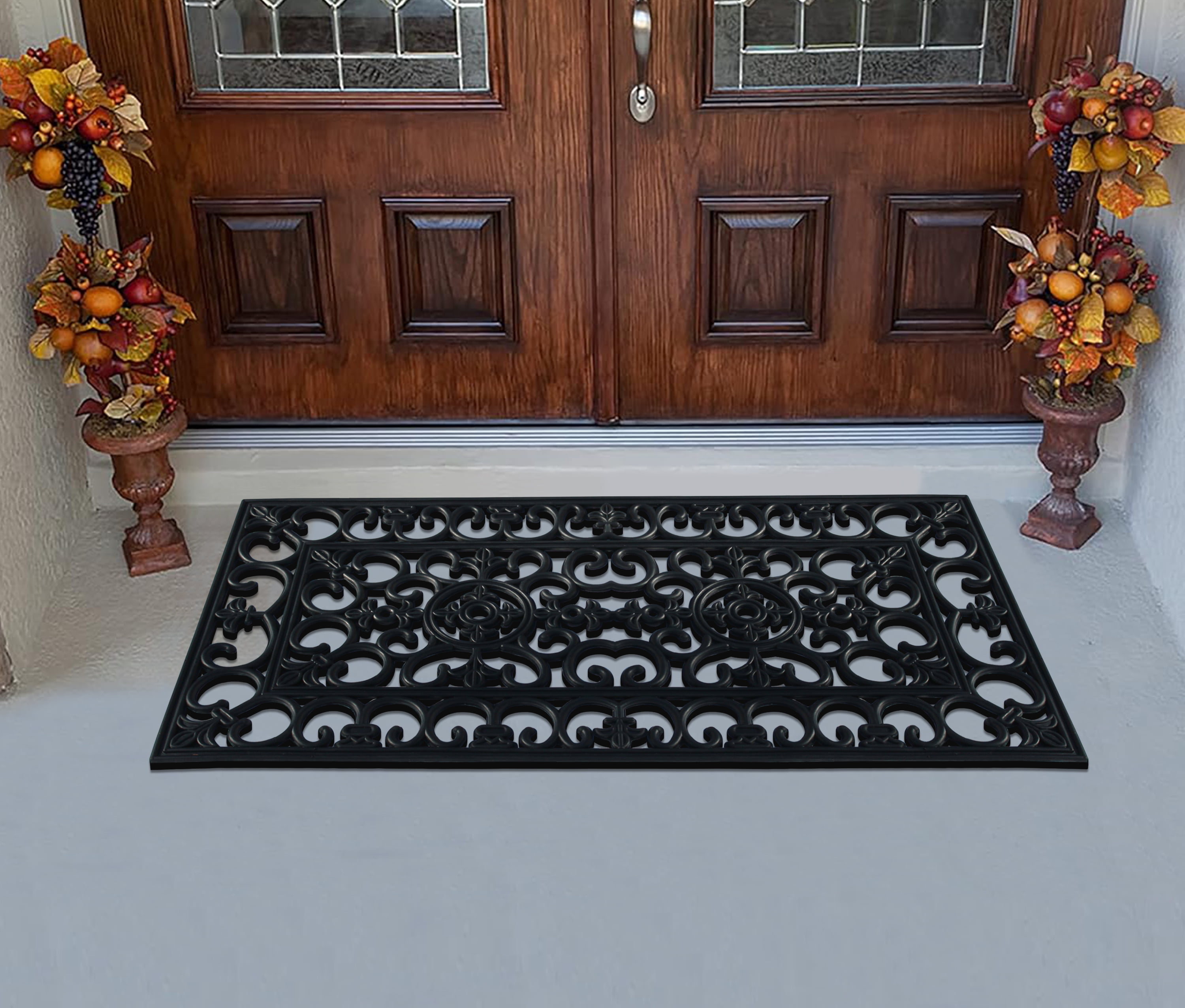 A1HC 10lb Heavy Duty Rubber Doormat 24"x48" - Won't Blow Away, Outdoor Front Door Mat, Mud Dirt Scraper, Non-Slip Drainage Mat for Entryway Patio Garage