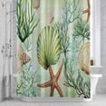 thumbnail image 2 of Ocean Seashell Bathroom Shower Curtain, Nautical Watercolor Sea Shell Starfish Seaweed Coral Waterproof Washable Soft Bath Curtain for Bathtub Decor with 12 Hooks&Grommet, 48x72 Inch, 2 of 9