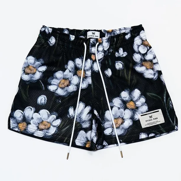 Pantalones cortos deportivos de verano estilo pintura al óleo, pantalones cortos deportivos de malla,