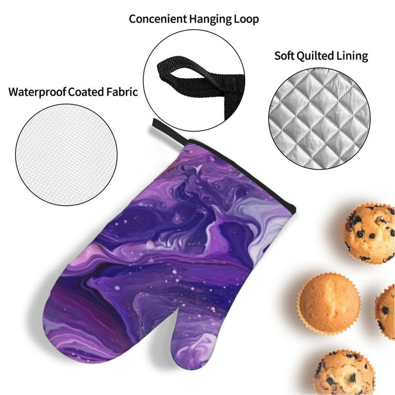 ZNDUO Oven Mitts and Pot Holders Sets, Purple Aperture Art Pattern