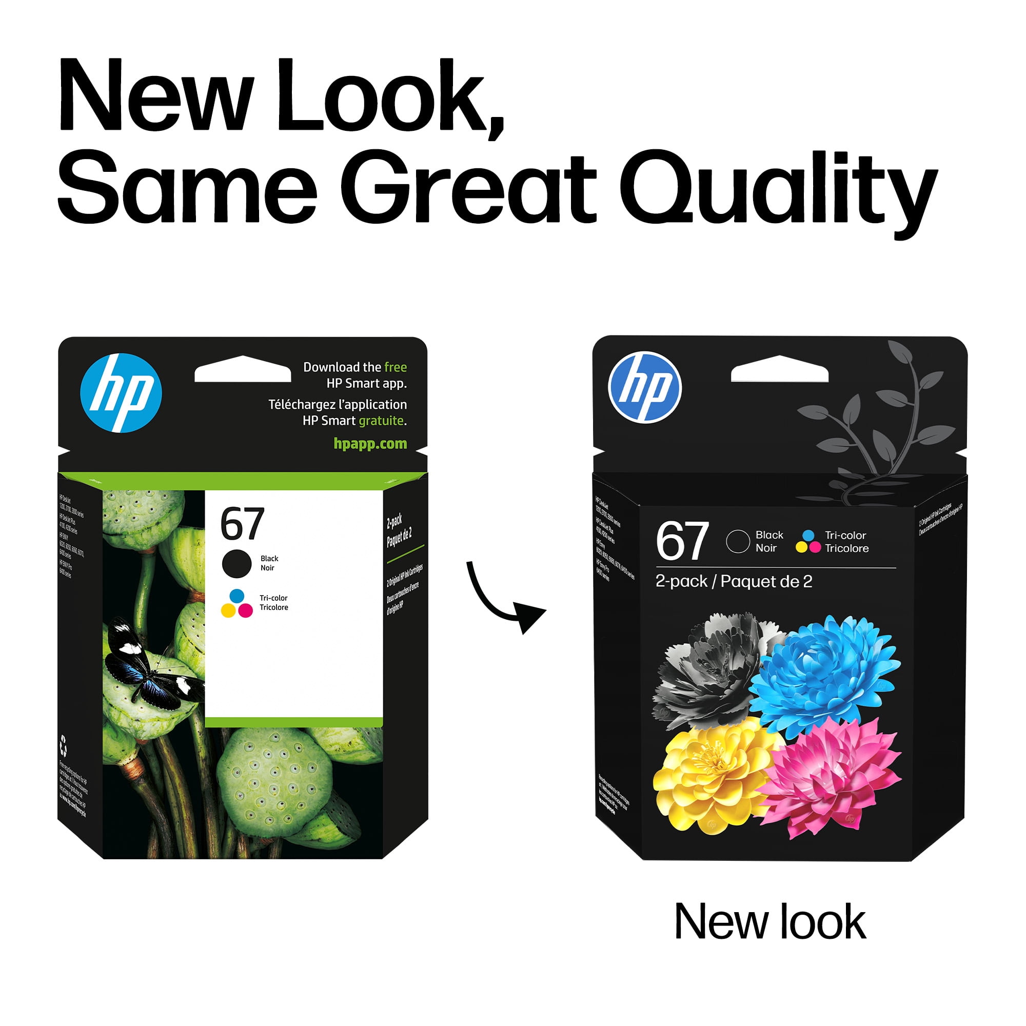 HP 67 - Lot de 2 - Noir, Couleur (cyan, magenta, Jaune) - original - Cartouche d'Encre - pour Deskjet 27XX, 28XX, 41XX, 42XX; Deskjet Plus 41XX; ENVY 60XX, 64XX; ENVY Pro 64XX