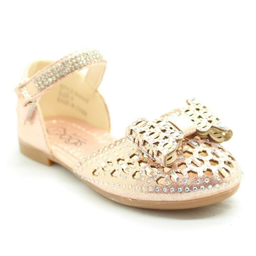 Bee Happy Little Girls Pink Glitter Bow Rhinestone Strap