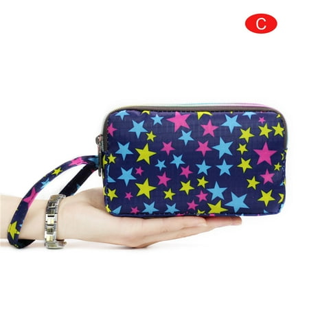 Ladies Cute 3 Layer Portable Wallet Bag Purse Zipper Handbag Phone Bag Credit Wallet Card Holder