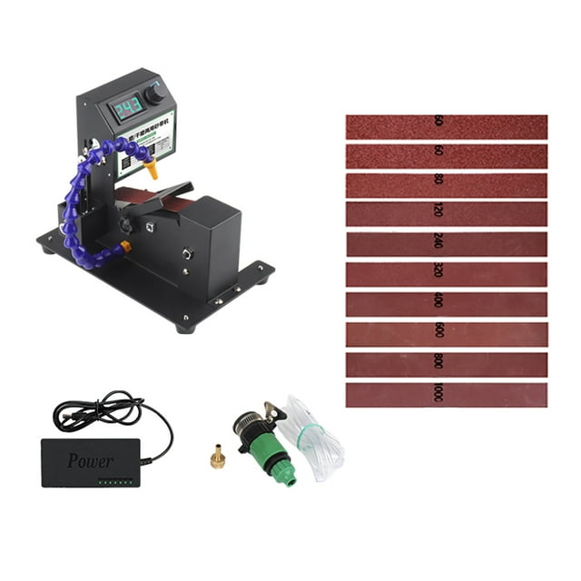 yeacher 350W Dual-Purpose Belt Sander with Digital Display & Variable Speed, US/EU Plug, Steel Build, 7-Speed Control, 70mm Disc, 30x380mm Belt, Compact Design