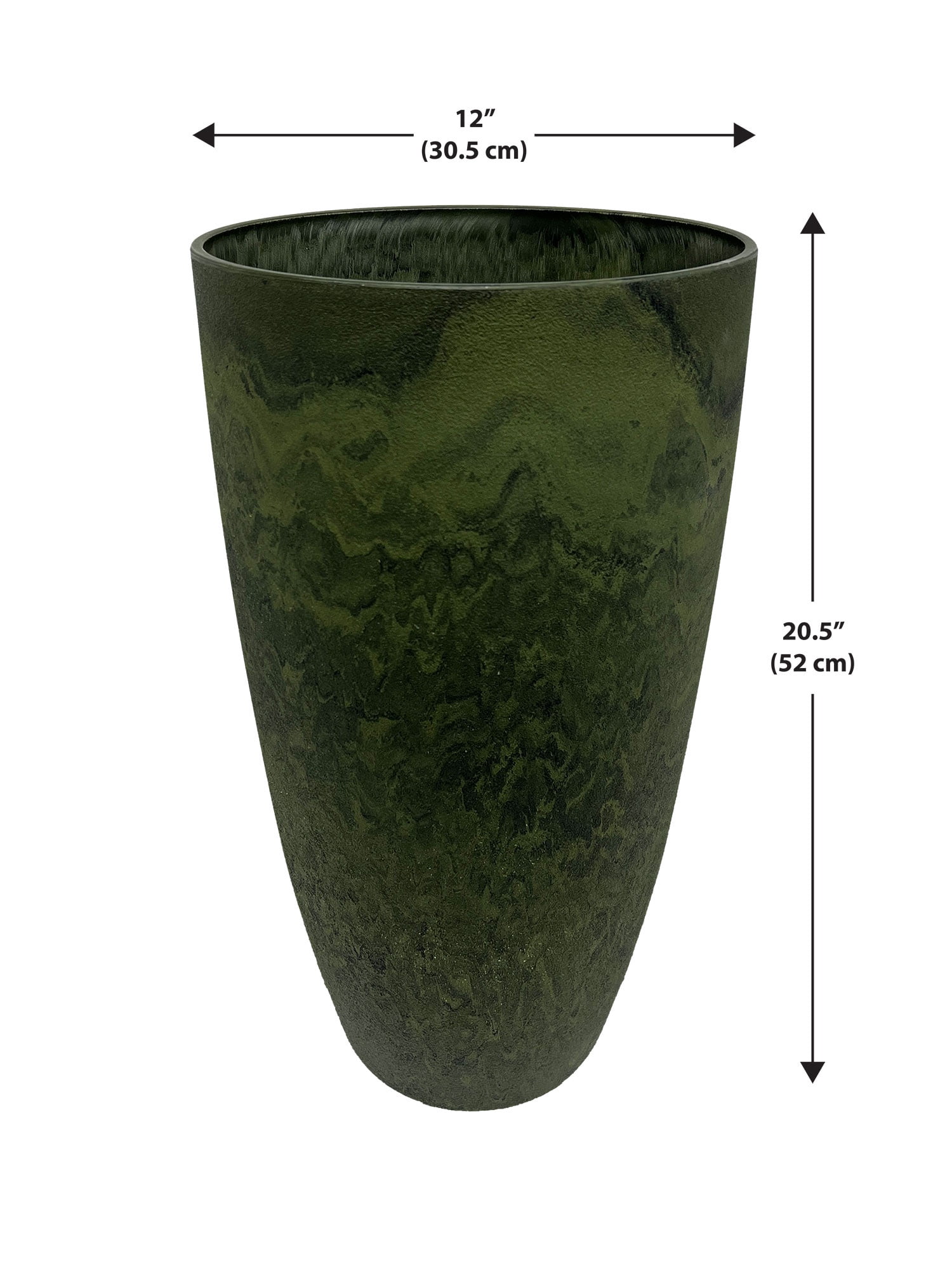 Acerra Curved Vase Planter, 11.5" x 20"H, Green