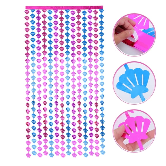 Soimiss Coastal Seashell Fringe Shower Curtain PET Material MultiColor for Parties Weddings and Home Decor 72x72 inches