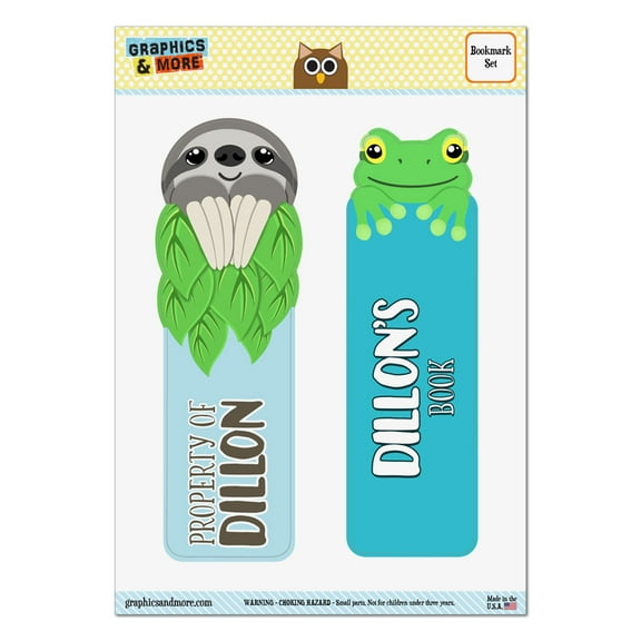 Dillon Sloth and Frog Set of 2 Glossy Laminated Bookmarks