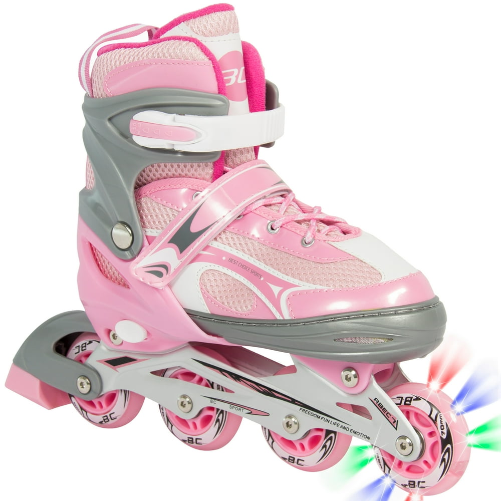 BCP Adjustable Kid Inline Skates Roller Blades Outdoor Sport w/ Light
