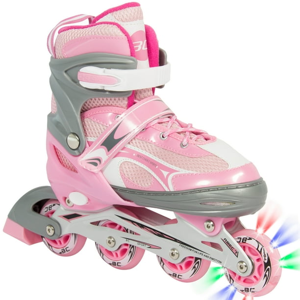 BCP Adjustable Kid Inline Skates Roller Blades Outdoor Sport w/ Light