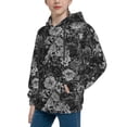 thumbnail image 2 of Balery Black Cats In A Garden Pattern Boys Hoodie, Youth Pullover Hooded Sweatshirt, Kangaroo Pocket Hoodie for Kids Girls -Medium, 2 of 6