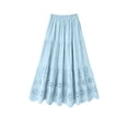 thumbnail image 5 of Women'S Boho Casual Solid Summer 2026 Lace Embroidery Eyelet Elastic Waist Skirt - Flowy Tiered A-Line Beach Maxi Skirt Flower Hollow-Out Vacation Maxi Skirt Light Blue One Size, 5 of 6